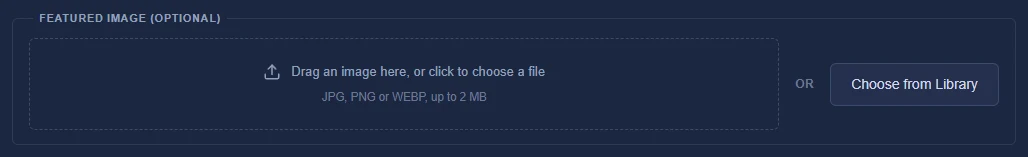 The Featured image box of the post editor: a dashed drop area, the word OR, and a Choose from Library button.